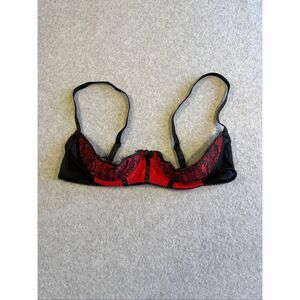 Frederick's of Hollywood lace half-cup balconette whimsygoth bra 36